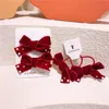 1 paio Corea dolce ragazza carina fiocco di velluto rosso imitazione perla elastico corda per capelli moda forcine per capelli accessori per capelli