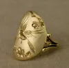 Squisito anello in oro massiccio 18 carati con fiore e uccello intagliato per le donne Nuziale Anniversario Fidanzamento Matrimonio Fidanzata Mamma Moglie Regalo di compleanno Gioielli