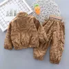 Frühling Herbst Kinder Druck Kostüm Kinder Rollkragen Jacke Hosen Jungen Baby Mädchen Casual Kleidung Neue Kleinkind Mode Trainingsanzüge X0902