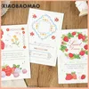 Yer işareti 30pcs / Pack Cartoon Strawberry Meyve Kağıt Kartpostallar Sevimli Tebrik Hediyeleri Kart Mesaj Etiketi Kawaii İş Daveti