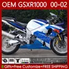 OEM-lichaamset voor Suzuki GSXR 1000 cc GSXR-1000 01-02 Carrosserie 62NO.166 GSXR1000 K2 1000CC 2001 2002 2002 GSX-R1000 GSX R1000 00 01 02 Injectie Mold Backings Factory Blue