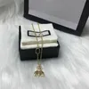 Ladies Bee Letter Diamond Pendant Necklace with Box Party Festival Fashion Gift Jewelry Charm Exquisite Trendy Bling Chain311e