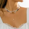 Elegante mehrschichtige Imitationsperlen-Halskette am Hals, Hochzeit, Braut, OT-Schnalle, Anhänger, lange Kette, Schmuckzubehör