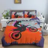 3D Printed Dirt Bike Duvet Cover Motocross Rider Comforter Cover Motorcycle Extreme Sport Game Bedding Set for Kids Boys Teens 210319