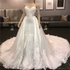 Strapless Neck Lace Appliques Mermaid Wedding Dress Bridal Gowns 2022 With Detachable Train
