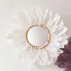 Miroirs Plume Miroir Décoration Murale Acrylique Maquillage Conque Fleur En Forme De Fleur Ornement Suspendu Pour Chambre