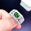 Intarsiato lucido zircone verde strass tendenza anniversario regali per uomo e donna gioielli anello in argento moda X0715