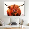 Vaca Highland Canvas Art Pinturas Nordic Estilo Pôsteres Impressão para sala de estar, Bedroom Canvas Posters Animal
