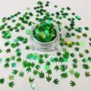GULLEG 1 Box Weed Leaves Form Holografiska Glitter Sequins För Resin DIY Making Art Craft Nail Makeup Dekoration Tillbehör