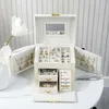 ly Jewelry Storage Box Large Capacity Portable Lock With Mirror Jewelry Storage Earrings Necklace Ring Jewelry Display 211012
