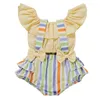 Clothing Sets 2Pcs Baby Girl Clothes Set Summer Born Infant Ruffle Short Sleeve Tops Floral Stripe Overalls Outfit For Toddler D30