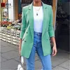 Büro Dame Blazer Mäntel Plus Größe Langarm Frauen Outwear Frühling Casual Formal Tops Einfarbig Weibliche Jacke 210930