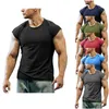 6 cores sólidas mens t shirt esportes colete verão moda fashionbuilding músculos fitness sem mangas roupas de treinamento vestuário s-4xl