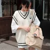 Outono Plus Size Sem Mangas Colete Coreano Casual Mulheres Malha Striped Sweater Colete KZ212 211120