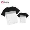 Sommar Basic Color Splice Print Cotton T-shirts för pappa och mig 210528