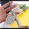 8 Styles Valentijnsdag Bloem Keychain Tassel Leer snuisterij Key ringen voor houder Purse Car Bag Hanger Handtas Spoct Dmoyp