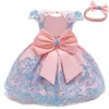 Girl's Dresses Baby Girls 1 Year Birthday Christening Gown Bow Infant Party Tutu Princess Pink Born Baptism Toddler Gril Clothes1