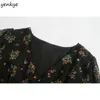 Fall Women Vintage Dotted Floral Print Long Sleeve Wrap V Neck A-line Casual Maxi Dress Plus Size Autumn Vestido 210514