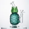 Ship By Sea Wholesale Pineapple Bong Hookahs Unique Big Glass Bongs Yellow Green Colors Recycler Dab Rig Bubbler Perc Thick Oil Rigs With Bowl WP2194