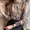 Fashion Vintage Print Floral Blouse Women OL Style Long Sleeve Women's Shirt Stand Collar Loose Tops Clothing Blusas 13089 210512