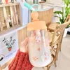 Cute Cartoon Printing Children's Mixing Tumblers Portable Plastic Water Cup Home Baby Learn to Drink 4 colors