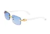 Zonnebrillen 2023 Merk Polariseerde zonnebril voor mannen Dames Luxe Vintage Designer Sunglass Frameless White Buffalo Horn Glass Man Vrouwelijke auto Rijd brillen QY7T