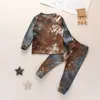 Flicka Tie Färg Boutique Outfit Kläder Christmas Kid Casual T Shirt Top + Byxor 2PC Tracksuit Children Set Apparel 53 Z2