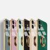 Cas de silicone de luxe pour iPhone 12 11 13 PRO Max XR x XS 7 8 plus 13Pro Soft Cover avec support de porte-bague