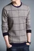 New Designer Pullover Plaid Men Cotton Sweater Thick Winter Warm Jersey Knitted Sweaters Mens Wear Slim Fit Knitwear