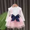 Manches longues bébé fille robe nouveau-né à pois princesse infantile bébé fille vêtements robe de bal robes de fête hiver enfants vêtements Q0716