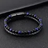 Kimter Handmade Bracelet Women 7 Chakra Wrap Jewelry Tiger Eye Braided Bead Bangle Magnetic Clasp Leather Natural Stone Bracelets Q283FZ