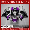 Karosserie für HONDA RVF400R NC35 V4 VFR400 R VFR400R 94 95 96 97 98 80No.100 RVF400 RVF VFR 400 R 400RR VFR 400R 1994 1995 1996 1997 1998 Lila Schwarz VFR400RR 94-98 Verkleidung