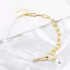 Vintage Pearls Chain Choker Halsband för kvinnor Barockstil Smycken Tre lager Mynt Hjärta Pearl Pendant Chokers Mode Halsband Rea