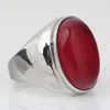 Wedding Rings Blue Sand Stone Pomegranate Red Stainless Steel Vintage Jewelry Men Ring Rock For Party