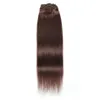 Rechte clip in menselijke hair extensions natuurlijke zwarte kleur 8 stks / set 120 gram # 2 # 4 Braziliaanse clip-ins voor vrouwen 8-22 inch