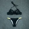 Push Up Sexy Solid Black Bikini Micro Swimwear Women Swimsuit Bikinis Set Beachwear Bathing Suit Two Piece Biquini XL 210722