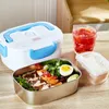 Elektrische verwarming Lunchbox 2 Lagen Draagbare Bento Container Mini Rijstkoker Auto Elektronische Voedselopslag