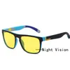 Kwadratowy polaryzaci Okulary Mężczyźni Night Vision Okulary Żółty Obiektyw Anti-Glare Driving UV400 Okulary