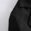 Za Spalla pronunciata Mini abito nero Donna Elegante manica lunga Bottoni dorati Abiti da ufficio False tasche a filetto Vestido 210602