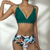 하이 허리 비키니 여성 수영복 가리비 트림 프린트 수영복 여성 수영복 비치웨어 수영 플러스 크기 210520
