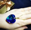 Vrouwen cadeau bruiloft bruidsmeisje accessoires ketting oorbellen set feestdiner jurk blauw oceaan hart kristal valentine'283Y