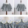Style coréen Printemps Enfants Filles Robe Floral Turn-Down Col Princesse Robes Idyllique Mode Vêtements E1009 210610