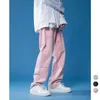 Men's Jeans Street Dance Hip Hop Men Clothing Loose Straight Pink Blue Black Fashion Casual Baggy Denim Cargo Pants Trousers285C