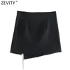 Zevity Women High Street人工宝石装飾ミニスカートFaldas Mujer Lady Chic Side Zipper Slim Vestidos Qun925 220214