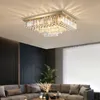 Luxuoso lustre retângulo de cristal moderno luminária de teto dourada para decoração de bar de hotel villa