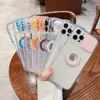 Wstrząsy Clear Telefon Case z Uchwytem do iPhone 13 12 11 Pro Max XR XS X 7 8 Plus Case Przezroczyste dziewięć kolorów Silikonowa Twarda tylna pokrywa Sliding Okno Obiektyw