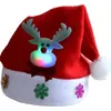 Nowe błyszczące LED HATS HATS Light Up Cap Snowman Elk Santa Claus Hats for Kids New Year Navidad Party Dekoracja