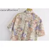 Summer Fashion Printed Casual Holiday Loose Shirts Drop Shoulder Short Sleeve High Low Hem Women Blouses Female Tops 210604
