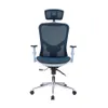 Mobilier commercial Mobilier commercial Techni Mobili Haute Back Executive Mesh Chaise de bureau avec bras, appuie-tête et soutien lombaire, bleu A29