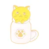 جديد الحيوان بروش الإبداعية الكرتون القط تصميم شارة في فنجان القهوة